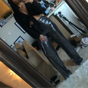 Sequin Wide Leg Trousers